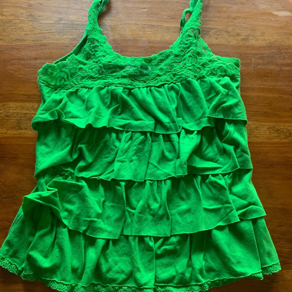 Ruffle green tank top - xsmall